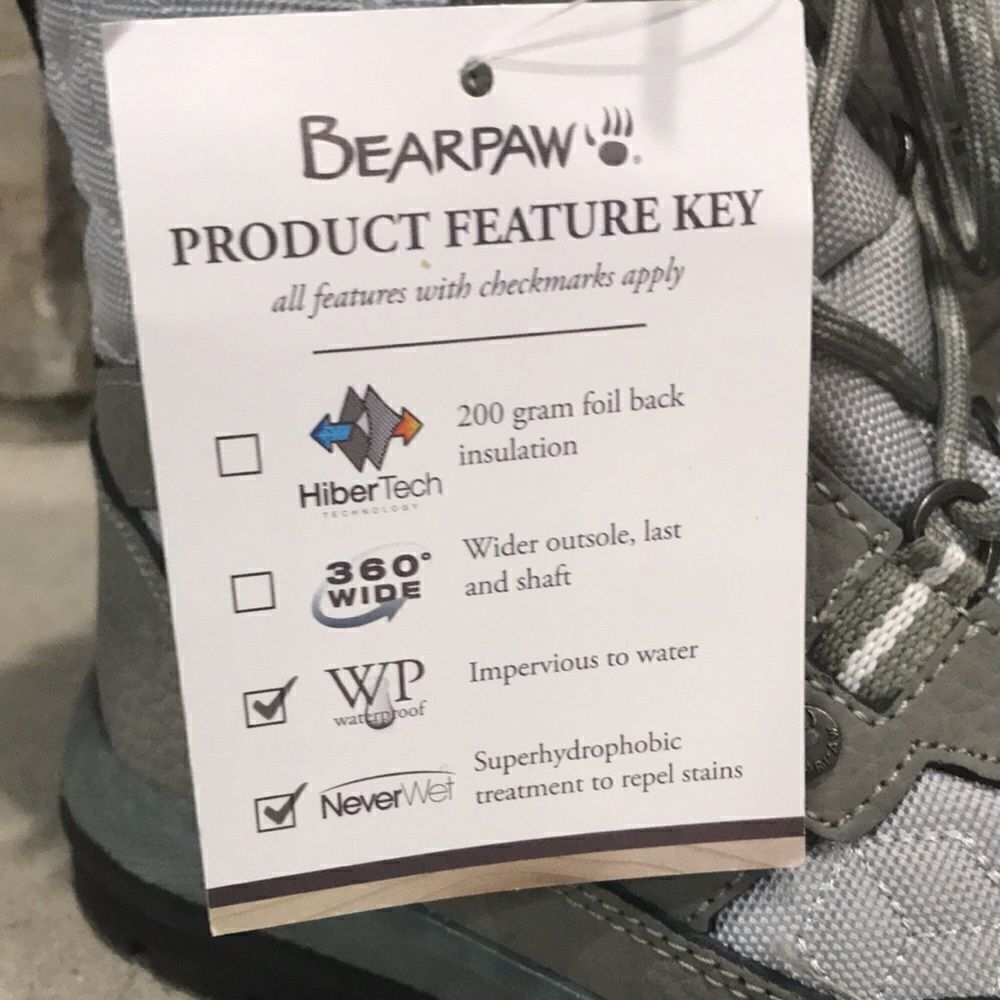 BearPaw Youth Size 1 Winter Snow Boot, Grey & Charcoal, Width: M, Waterproof - Picture 7 of 8